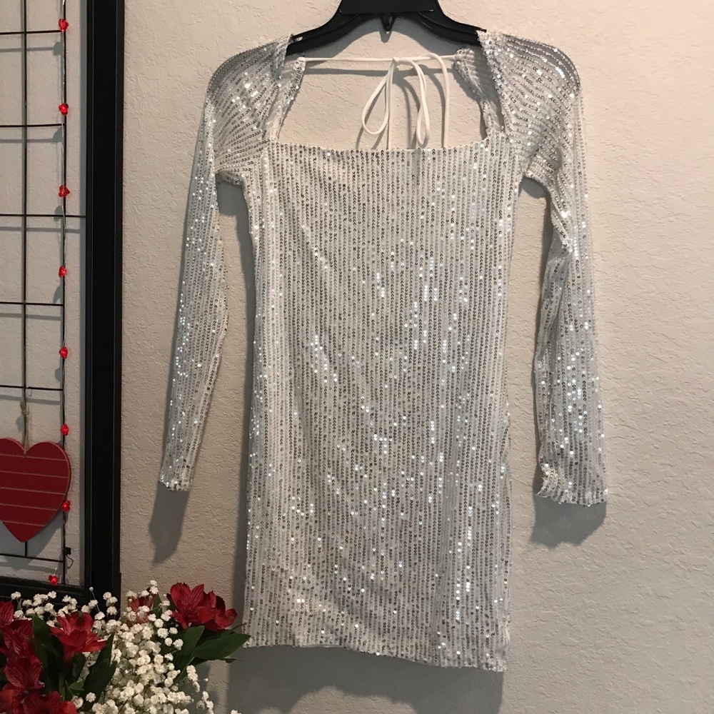 Silver and white dress